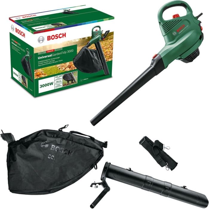 Bosch Home and Garden Corded 3 in 1 Leaf Blower 1600 - 3000W UniversalGardenTidy 3000