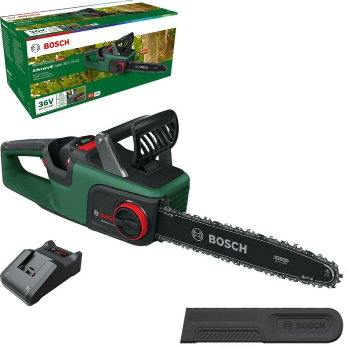 Bosch Home and Garden Cordless Chainsaw 36V 35cm with 1 x 2Ah battery and charger