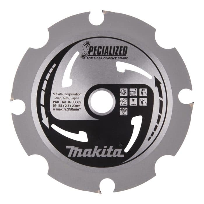 Makita B-33685 165mm x 20mm x 4T Specialised Fibre Cement Blade