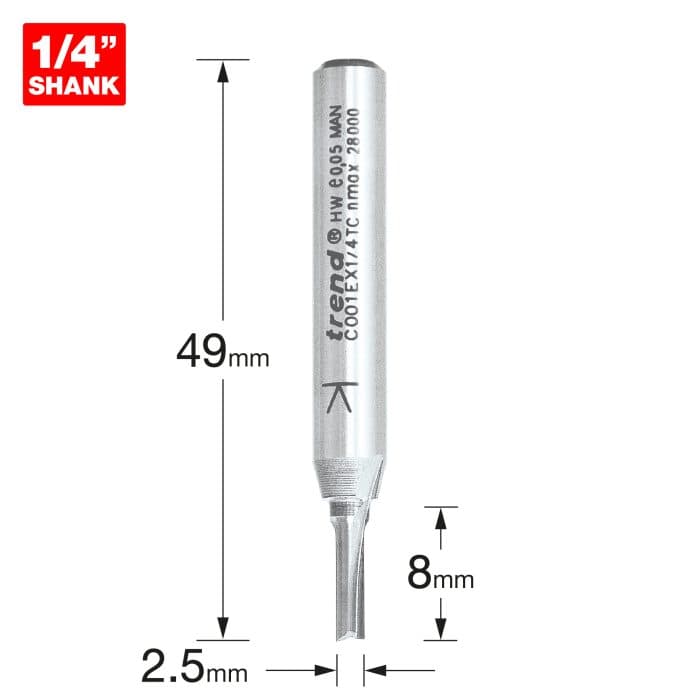 TREND Two Flute Cutter 2.5mm diameter