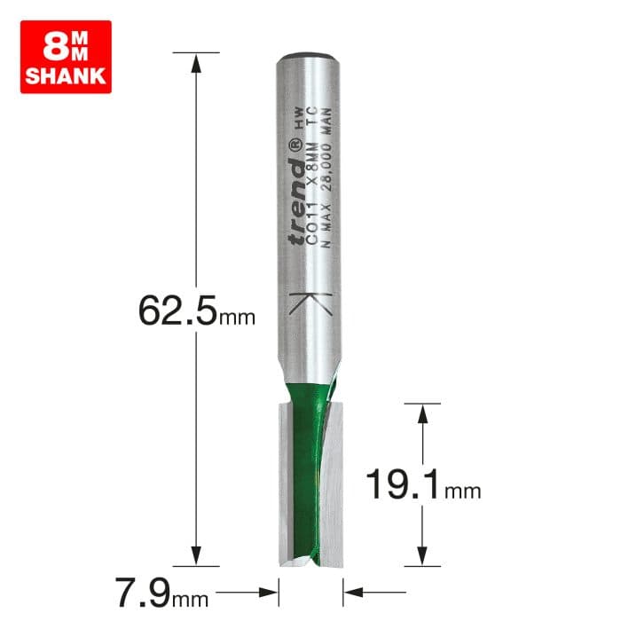 TREND Two Flute Cutter 7.9mm diameter
