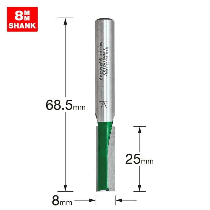 TREND Two Flute Cutter 8.0mm diameter