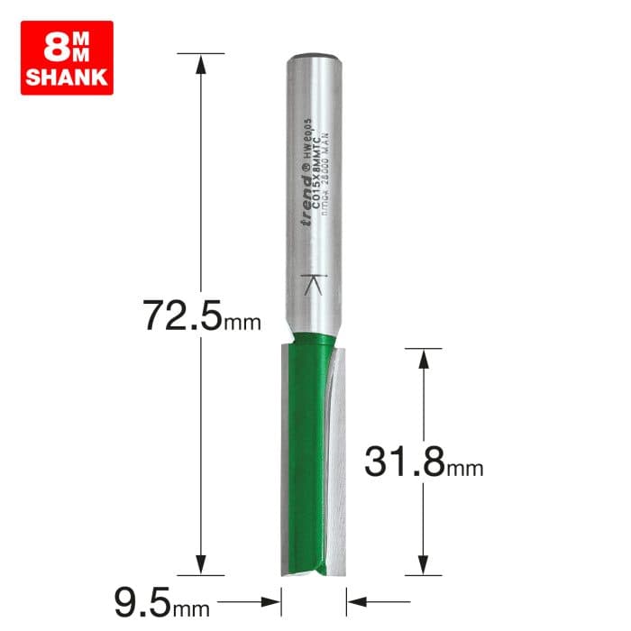 TREND Two Flute Cutter 9.5mm diameter