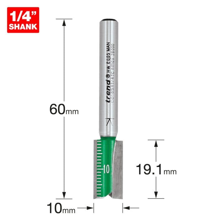 TREND Two Flute 10mm diameter x 19mm Cut Scale