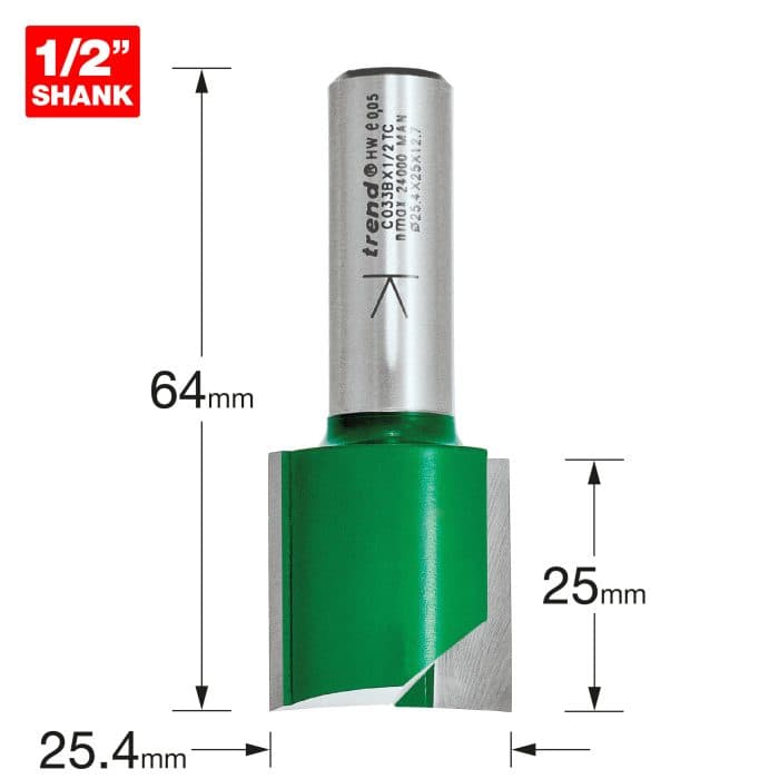 TREND Two Flute Cutter 25.4mm diameter