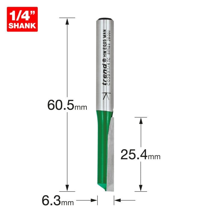 TREND One Flute 6.3mm diameter x 25.4mm cut