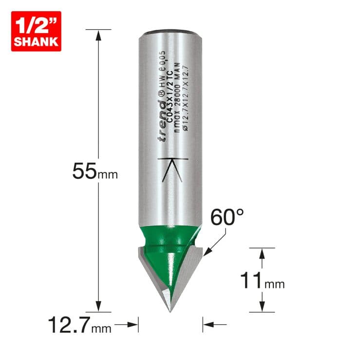 TREND Chamfer V groove cutter angle=60 degrees