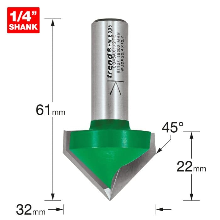 TREND Chamfer V groove cutter angle=45 degrees
