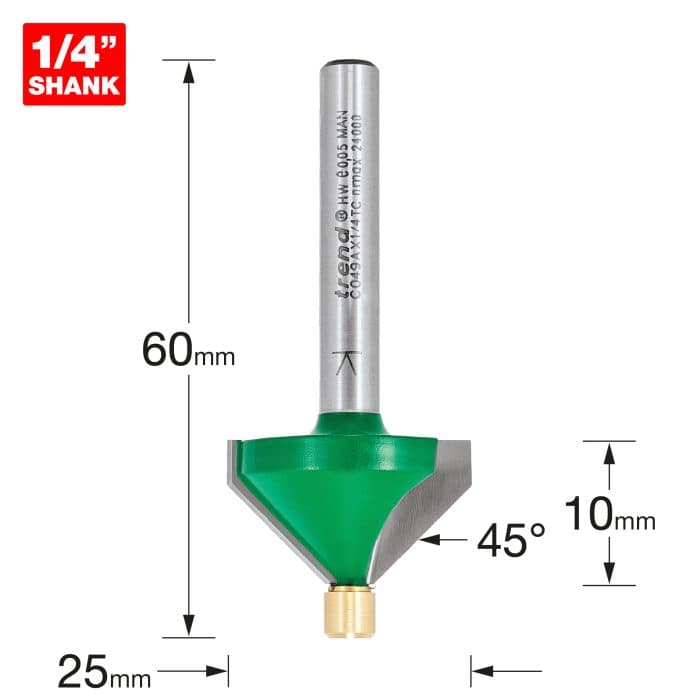 TREND Pin guided chamfer bevel cutter 45 degrees