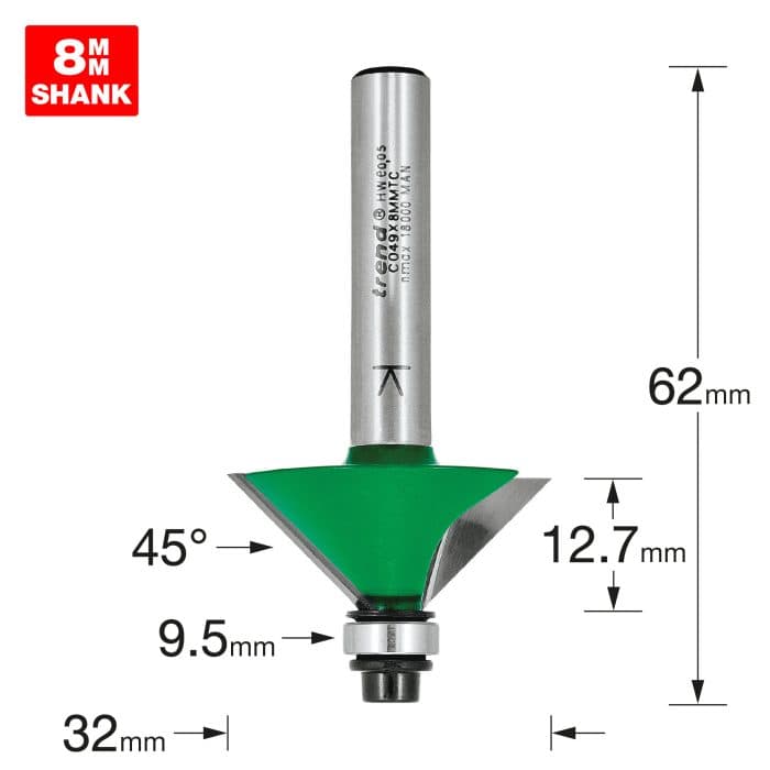 TREND Self guided chamfer angle=45 degrees x 12.7mm Cut