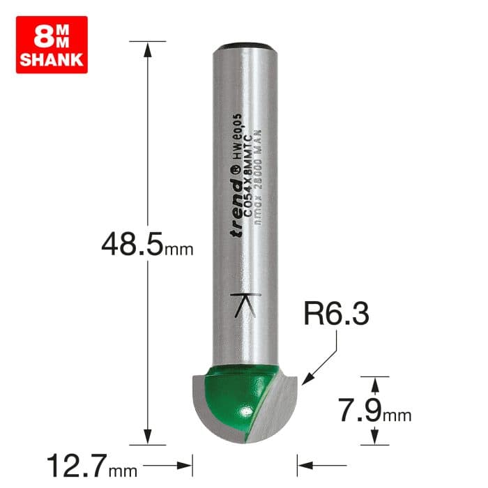 TREND Radius 6.3mm radius x 12.7mm diameter