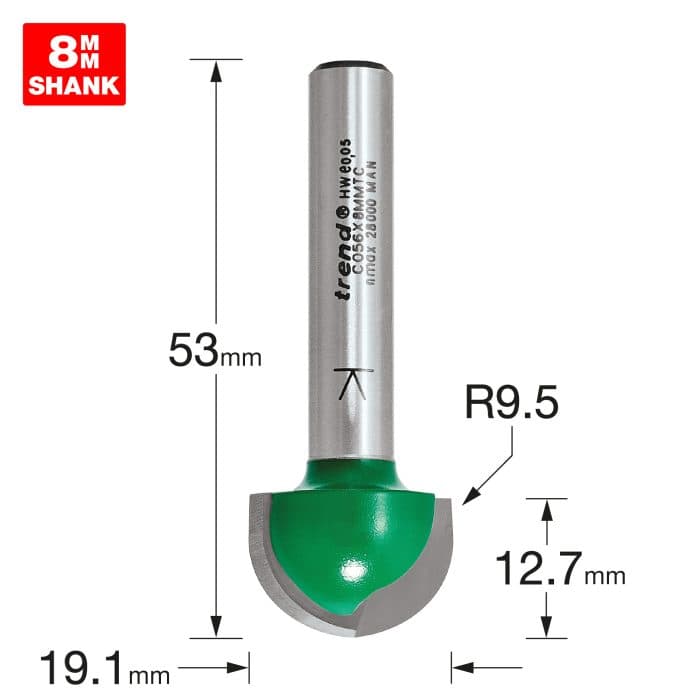 TREND Radius 9.5mm radius x 19.1mm diameter