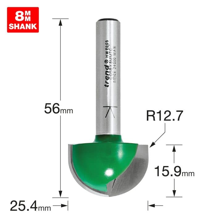 TREND Radius 12.7mm radius x 25.4mm diameter
