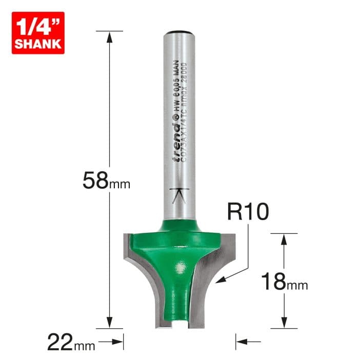 TREND Sash bar ovolo joint cutter 10mm radius