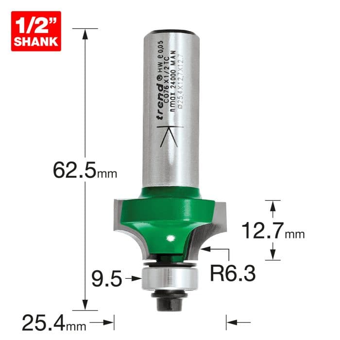 TREND Rounding over 6.3mm radius x 12.7mm cut