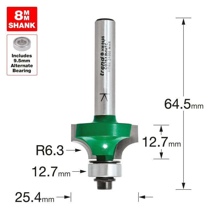 TREND Rounding over 6.3mm radius x 12.7mm cut