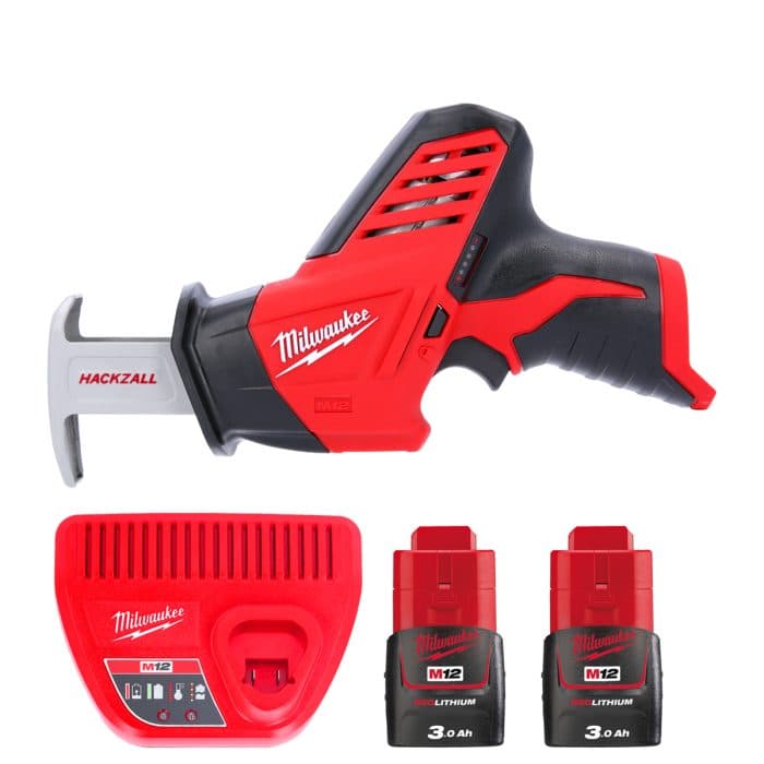 Milwaukee C12HZ 12V Compact Cordless Hackzall / Hacksaw With 2 x 3.0Ah Batteries & Charger