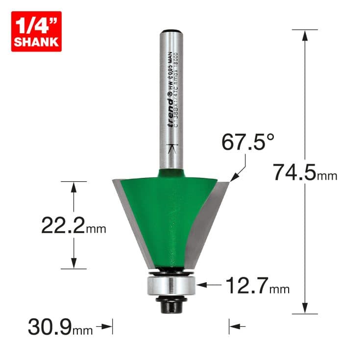 TREND Self guided chamfer 67.5 degrees x 22.2mm cut