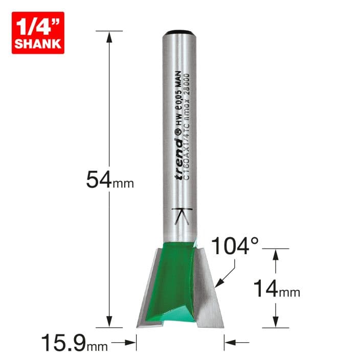 TREND Dovetail 15.9mm diameter x 104 degrees
