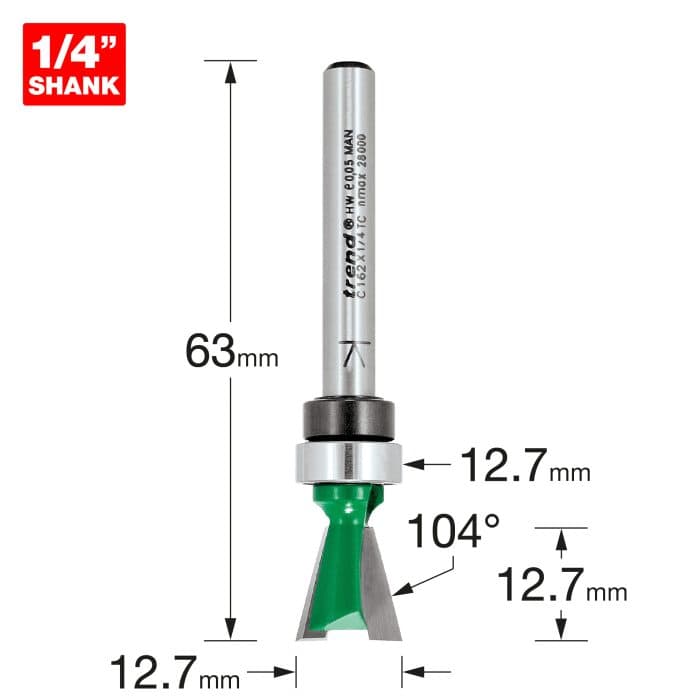 TREND Dovetail 12.7mm diameter x 104 degrees guided