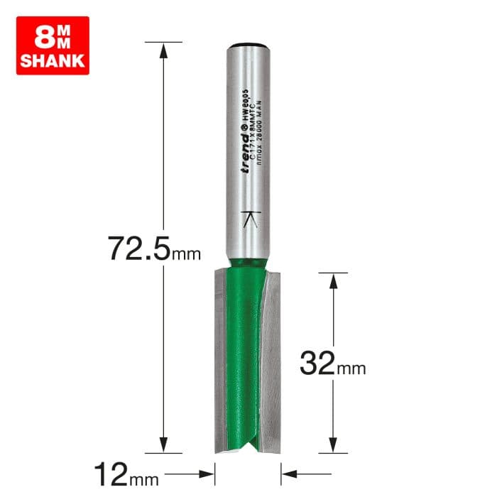 TREND Two flute cutter 12mm diameter