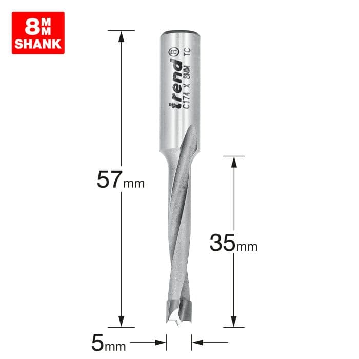 TREND Dowel drill 5mm x 35mm cut
