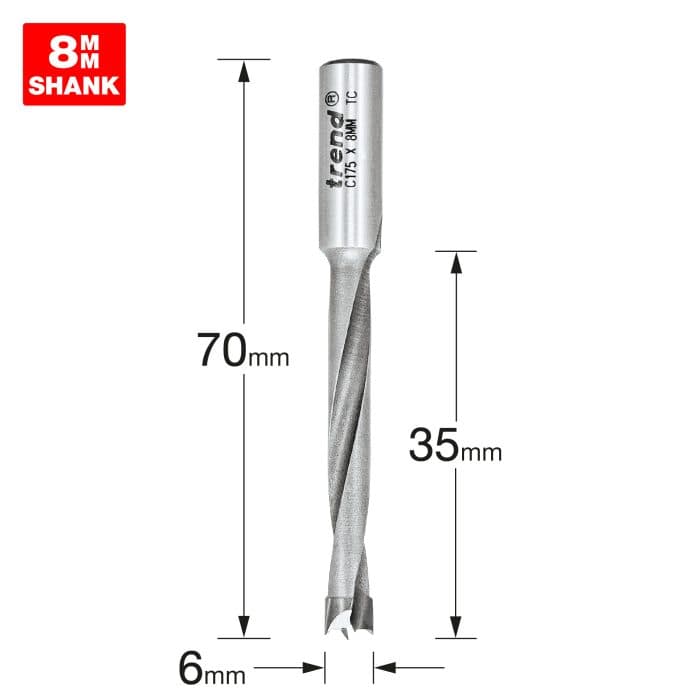 TREND Dowel drill 6mm x 35mm cut