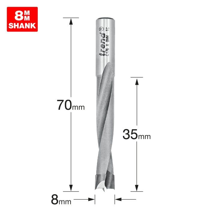 TREND Dowel drill 8mm x 35mm cut