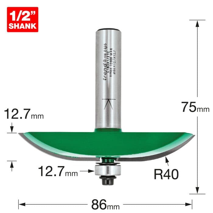 TREND Bearing guided 40mm radius panel raiser