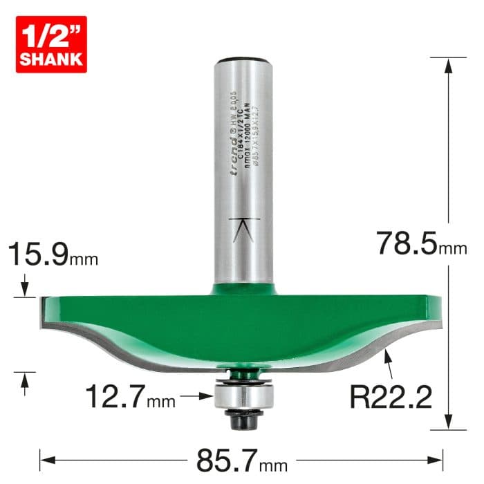 TREND Ogee panel mould cutter 22mm radius 86mm diameter