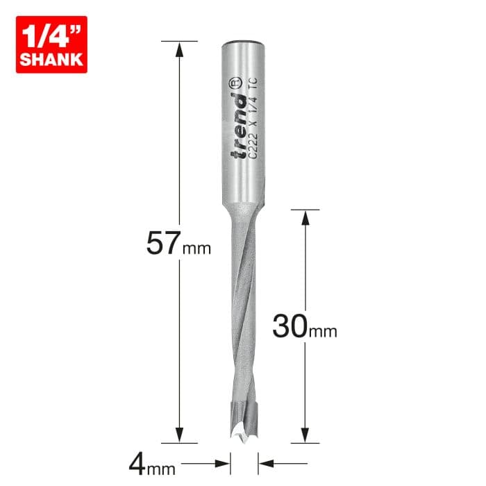 TREND Dowel drill 4mm x 30mm cut