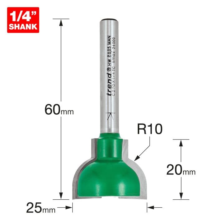 TREND Sash bar ovolo joint cutter 10mm radius