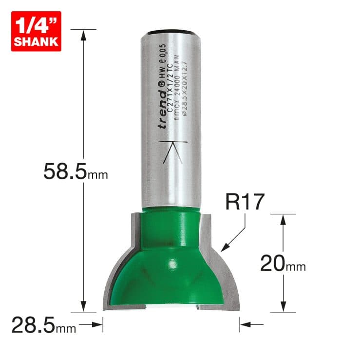 TREND Sash bar ovolo joint cutter 17mm radius