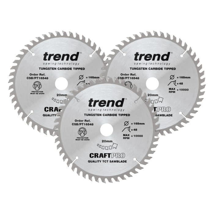 TREND 165mm Panel Trim Craft saw blade triple pack