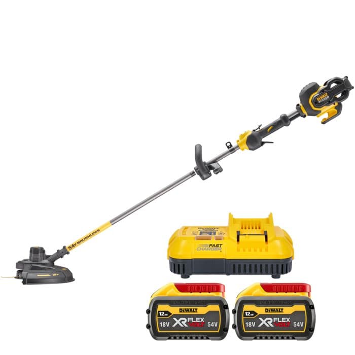 DeWalt DCM571N 54V FlexVolt Cordless Brushless 38cm Grass Trimmer / Brush Cutter With 2 x 12.0Ah Batteries & Charger