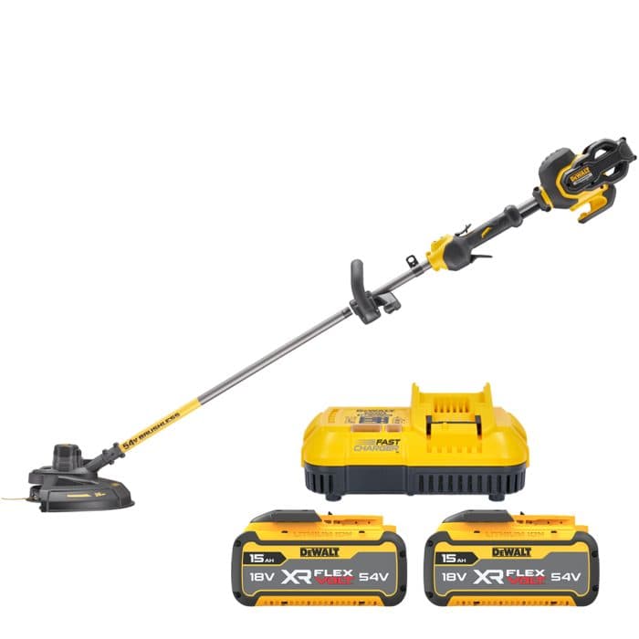 DeWalt DCM571N 54V FlexVolt Cordless Brushless 38cm Grass Trimmer / Brush Cutter With 2 x 15.0Ah Batteries & Charger