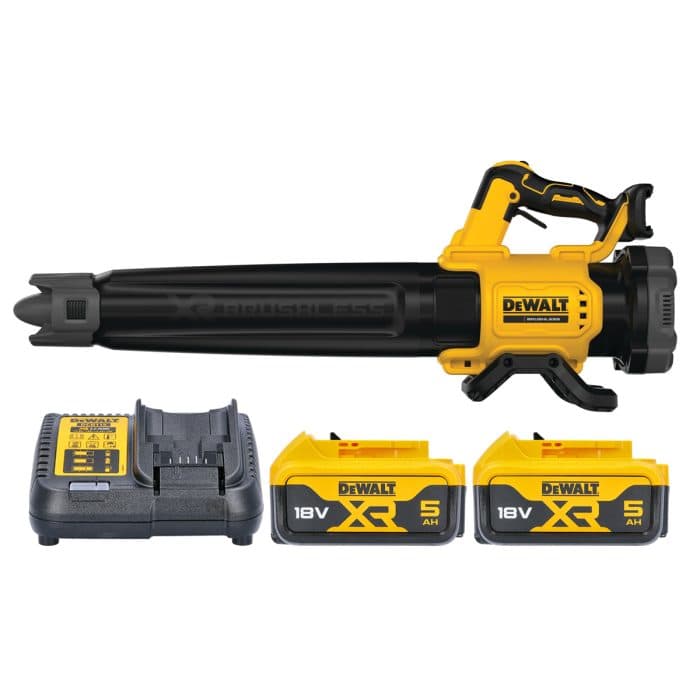 DeWalt DCMBL562 18V XR Cordless Brushless Axial Leaf Blower With 2 x 5.0Ah Batteries & Charger
