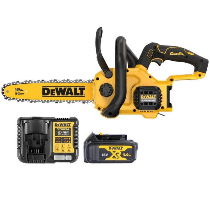 DeWalt DCMCS565N 18V XR Cordless Brushless 30cm Compact Chainsaw With 1 x 4.0Ah Battery & Charger
