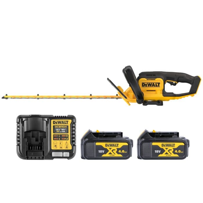 DeWalt DCMHT564N 18V XR 55cm Cordless Hedge Trimmer With 2 x 4.0Ah Batteries & Charger