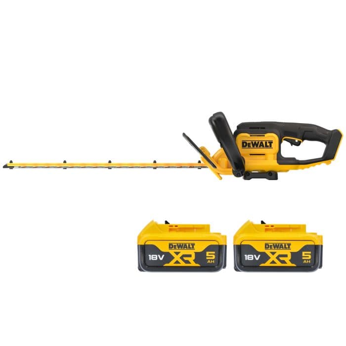 DeWalt DCMHT564N 18V XR 55cm Cordless Hedge Trimmer With 2 x 5.0Ah Batteries