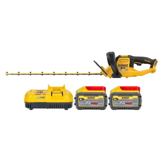 Dewalt DCMHT573N FlexVolt 54V Cordless Brushless Hedge Trimmer With 2 x 9.0Ah Batteries & Charger