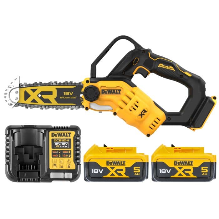 DeWalt DCMPS520 18V Cordless Brushless 20cm Pruning Saw With 2 x 5.0Ah Batteries & Charger