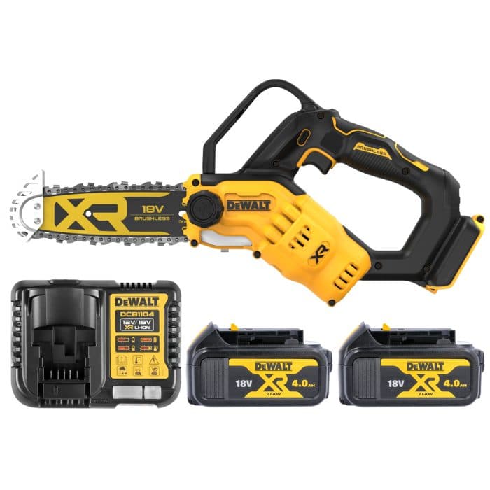 DeWalt DCMPS520 18V Cordless Brushless 20cm Pruning Saw With 2 x 4.0Ah Batteries & Charger
