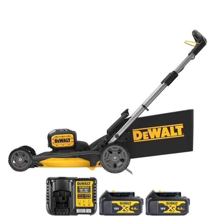 DeWalt DCMWP134N 18V / 36V XR Cordless Brushless 53cm Lawn Mower With 2 x 4.0Ah Batteries & Charger