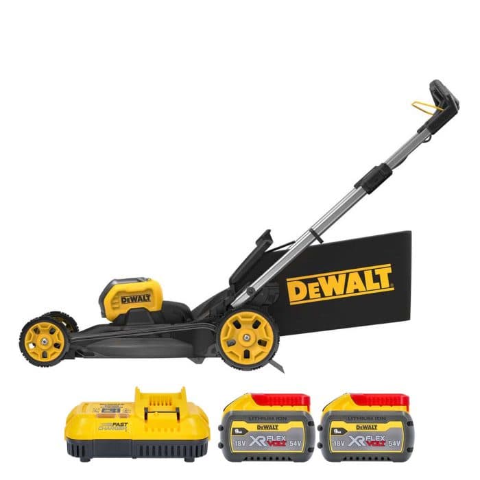 DeWalt DCMWP500N 54V FlexVolt Cordless Brushless 53cm Lawn Mower With 2 x 9.0Ah Batteries & Charger