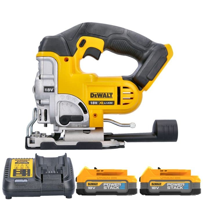 DeWalt DCS331 18V XR Li-Ion Cordless Jigsaw With 2 x 1.7Ah Powerstack Batteries & Charger
