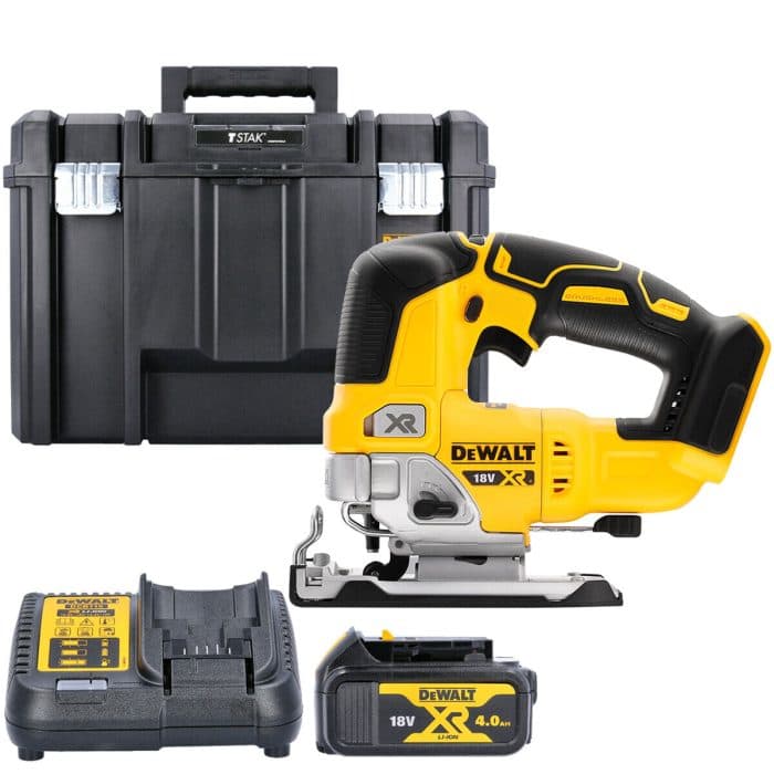 DeWalt DCS334 18V XR Brushless Top Handle Jigsaw With 1 x 4.0Ah Battery, Charger & Case