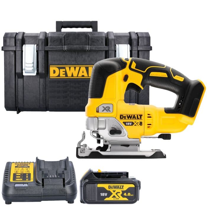 DeWalt DCS334N 18V XR Cordless Brushless Top Handle Jigsaw 1 x 4Ah Battery, Charger & 1.0 DS300 Case