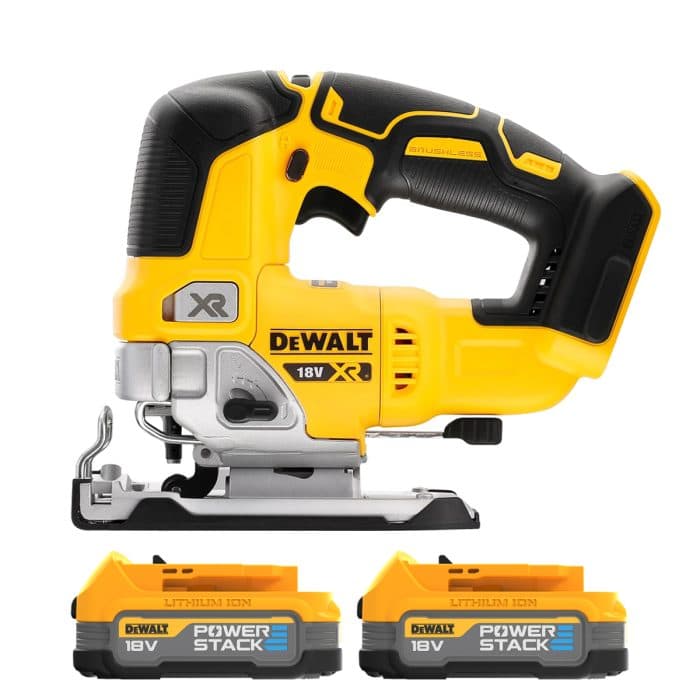 DeWalt DCS334 18V XR Cordless Brushless Top Handle Jigsaw With 2 x 1.7Ah Powerstack Batteries