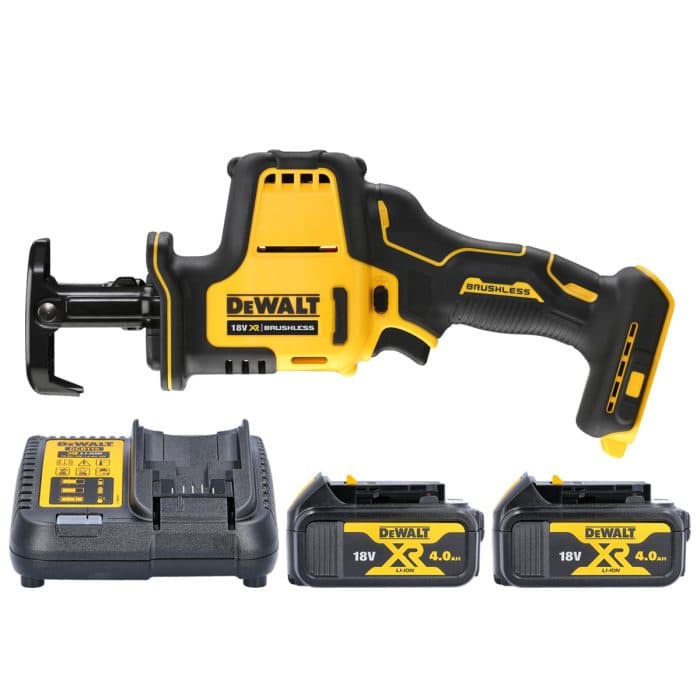 Dewalt DCS369 18V XR Cordless Brushless Sub Compact Reciprocating Saw With 2 x 4Ah Batteries & Charger